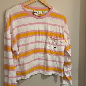 Quiksilver  Striped Pink and Orange Long Sleeve Shirt